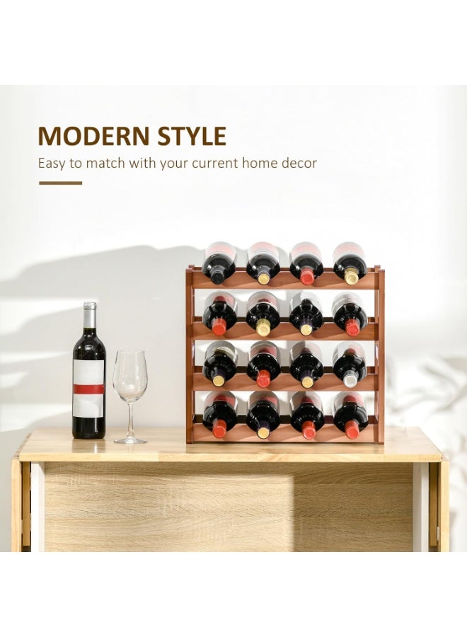 HOMCOM Free Standing Bamboo Wine Rack with 16 Bottles Holder, 4-Tier Water Bottle Organizer, Display Shelf for Countertop, Home Bar, Brown - Image 4
